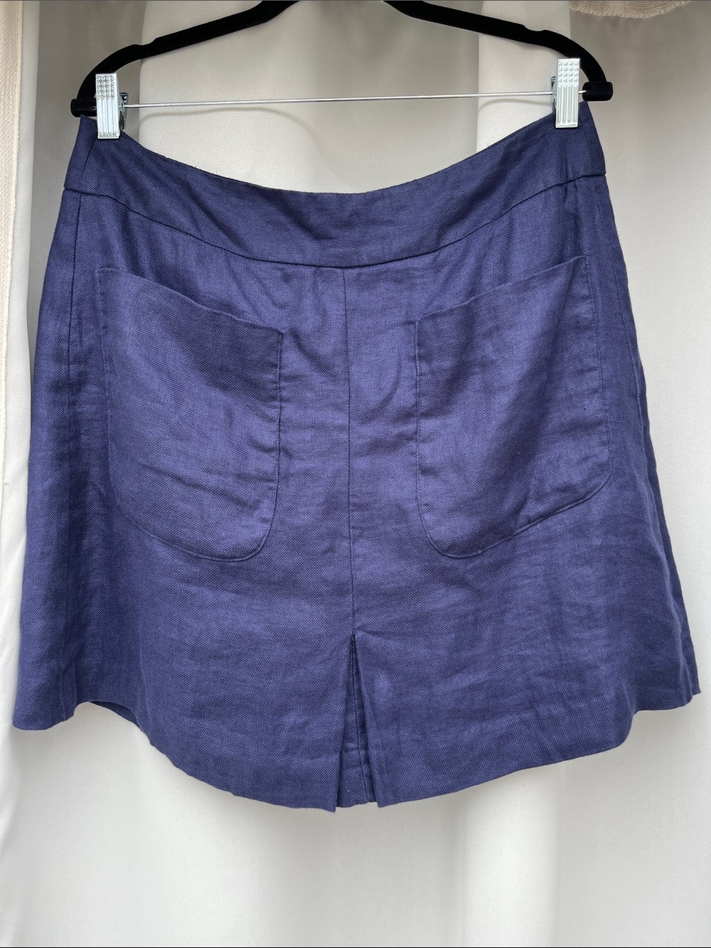LOFT Blue Linen Skirt with Front Pockets